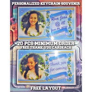 Debut Blue Theme Personalized Keychain Souvenir Giveaways 18th birthday party
