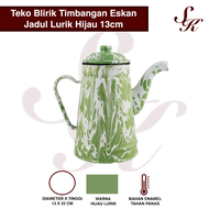 Teko Blirik Timbangan Eskan Jadul Lurik Hijau 13cm