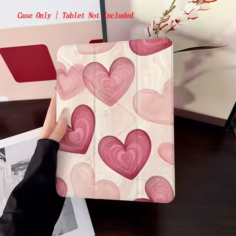 Sweet Y-Fold Acrylic Pink Hearts iPad Case For Apple iPad Pro 11/12.9 Air 3/4/5 Mini 5/6 8th-10th Ge