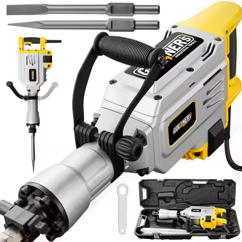 3500W Electric Demolition Hammer Drill, 1900 BPM 60J Impact Force with 2 Chisels for Concrete Breaki