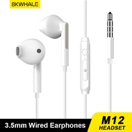 BKWHALE M12 3.5 มม หูฟัง สเตอริโอ ชุดหูฟัง หูฟังแบบมีสาย สำหรับ Android OPPO IOS โทรศัพท์มือถือไอโฟน 5 5s 6 6s Plus ในหู หูฟัง