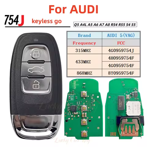 LUCKY 754J Remote Key 4G0959754J 8T0959754K Keyless Go Smart Key 4H0959754F 4G0959754F For Audi 2008