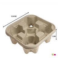 10 pcs/4 Cup Paper Moulded Pulp Cup Tray / Drink Tray / Disposable Cup Tray / Biodegradable Pulp Fib