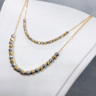 EMAS 375 RANTAI LEHER BIJI BOLA DESIGN BARU CHORKER 375GOLD NECKLACE