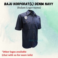 Baju Korporat Denim NAVY Lelaki MR2 Sulam Logo + Nama FD-882N Denimsoft
