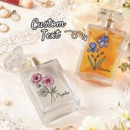 Customized Birthday Flower Perfume Bottle, Personalized Birthday Flower Name Filled Bottle, Customiz