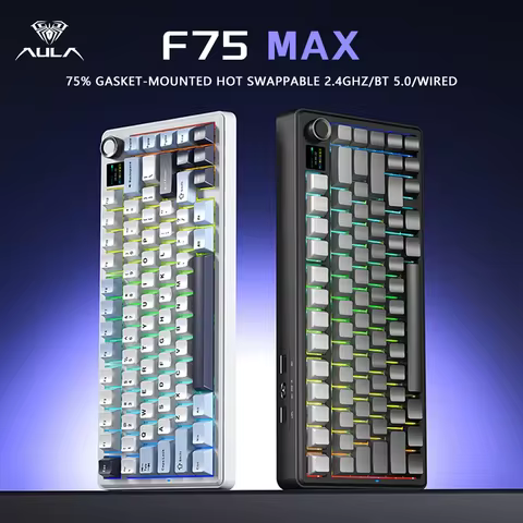 AULA F75 MAX Gaming Mechanical Keyboard 75% Wired/Bluetooth/2.4G Hot-Swap RGB E-sports Keyboard with