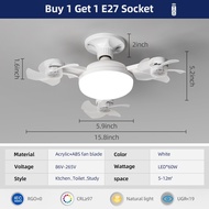 E27 Socket Ceiling Fan With Light 50W/60W LED Lighting Small Ceiling Fan Household Bedroom Electric 
