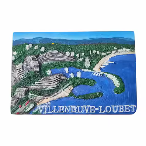 Villeneuve-Loubet France 3D Fridge Magnet Souvenir Gift,Resin Handmade Refrigerator Magnet Home Deco