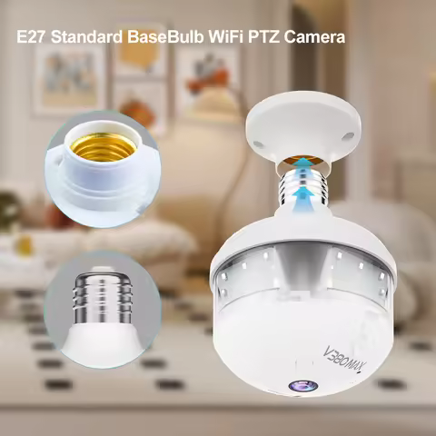 4MP WIFI E27 Bulb V380 Pro Security Camera Full Color Night Vision Two-Way Voice Wireless Auto Track