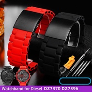 ┅❁ 28mm Silicone Stainless Steel Watchband for Diesel Watch Strap DZ7396 DZ7370 DZ4289 DZ7070 DZ7395 Men Rubber Wrist Band Bracelet