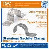 TGC 10PCS 1/2 3/4 1 Stainless Steel Pipe Clamp Double Clamp / Single Clamp / 1 Hole Clamp / 2 Hole C