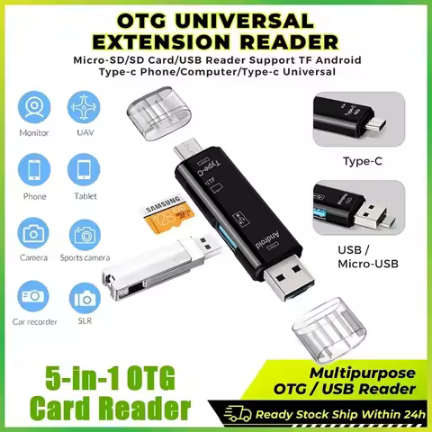 【Fast Delivery】5-IN-1 USB 3.0 OTG Micro USB Type C Card Reader SD Memory Card Reader For Micro TF US