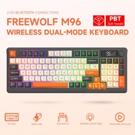 Bàn phím máy tính M96 Bluetooth 2.4G chế độ kép, thiết kế công thái học Bàn phím FreeWolf có đèn báo