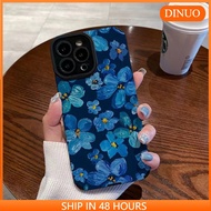 Blue Camellia Leather Texture Phone Case Suitable for iphone14/15 promax Apple 14 Phone Case 13 Female iphone12 Suitable for 6s/8plus Soft Case DINUO