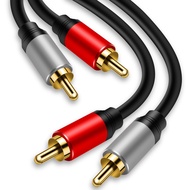 Tan QY 2RCA to 2RCA Cable 6Ft, Gold-Plated 2 RCA Male to 2 RCA Male Stereo Audio Cable for Home Thea
