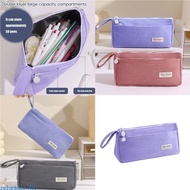 zebeaacc Corduroy Pencil Case Double Layered Pen Bag 2 Compartment Pen Organziers Pouches