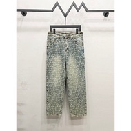 Chrome hearts & Chrome hearts 25ss Light Blue Jacquard Leather Jeans
