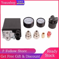 Yoaushop Pressure Switch 1/4in 4 Holes Controller Regulator Valve 90‑120PSI 220V Control