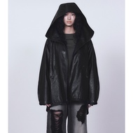 [TXT YEONJUN LOOKS] TREEMINGBIRD Over Fit Hoodie Leather Jumper (Black)