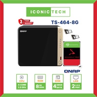QNAP TS-464-8G-0TB~80TB Bundles Ironwolf Pro & Exos HDDs + x2 500GB NVME SSD Cache