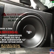 Paket 2in1 Subwoofer PEERLESS M12 12 inch 4 Ohm 150W Double Coil dan Box Sub Woofer 12" Kotak Hitam 