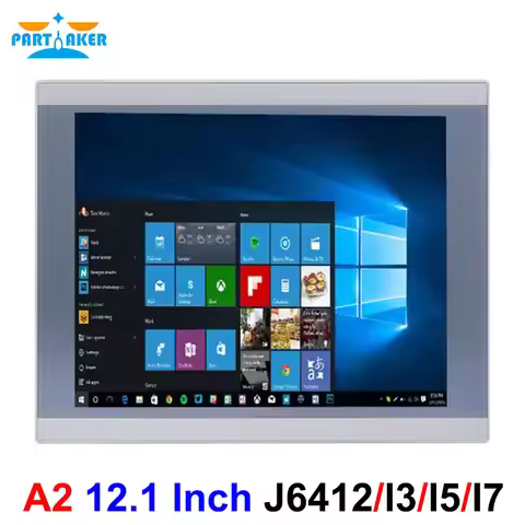 Partaker 12.1'' Industrial Panel PC Fanless High Temp I7/I5/I3/J6412/J1900 Win11 Pro 5-Wire Resistiv