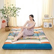 XICIKIN Japanese Floor Mattress, Japanese Futon Mattress Foldable Mattress, Roll Up Mattress Tatami Mat with Washable Cover, Easy to Store and Portable for Camping,(Bohemian,Twin)