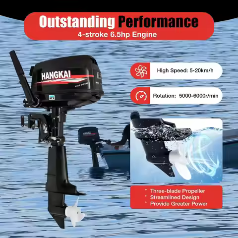 HANGKAI Outboard Motor 4 Stroke 6.5hp Fishing Boat Engine 123CC Water Cooling Tiller Control