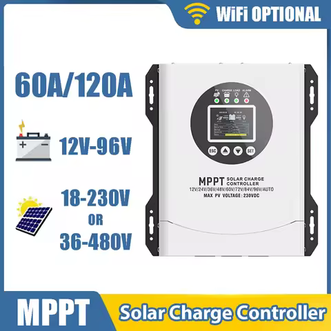 60A 120A MPPT Solar Charge Controller 12V-96V 192V Battery System Auto Identify Max PV Panel Input 2