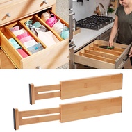 PCF* Bamboo Drawer Dividers Kitchen Utensil Separators Adjustable Drawer Organizer