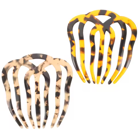 2 Pcs Retro Seven-Tooth Hair Comb Modern Combs Bristle Brush Clips for Barrettes Old Fashioned Miss