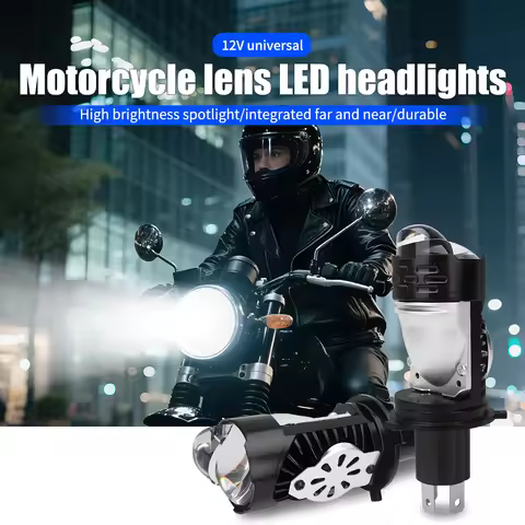 2x H4 LED Motorcycle Headlight Bulbs Super Bright Spotlight 12V Hi/Lo Beam Lamp DRL Projector Lens P