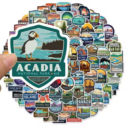 50/100PCS National Park Fun Stickers Handbook Tags Luggage Guitar Laptop Decoration Waterproof Stick