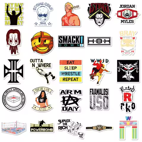 10/50pcs WWE Stationery Sticker For Car Laptop PVC Backpack Home Decal Pad Waterproof Classic Gifts