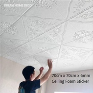 70cm x 70cm 3D Ceiling Stickers Ceiling Wallpaper PE Foam Thickness 6mm 3D Kertas Dinding Ceiling De