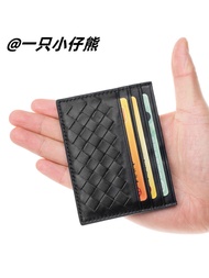 2024 new Hand-woven One-piece Card Holder, Men's Genuine Leather Ultra-thin Card Holder, Women's Compact Coin Purse, Soft Leather Sheepskin Bank Card Holder