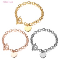 PINKING Fashion Women Stainless Steel Love Heart Bracelet Chain Bangle Jewelry Gift  HOT