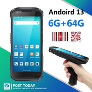 Industrial PDA with Handle Grip Android 13 QR Barcode scanner 6GB+64GB Data Collection Terminal NFC