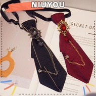 NIUYOU Bow Tie, Vintage Rhinestone Chain Necktie,  Metal Chain Adjustable Womens Tie School