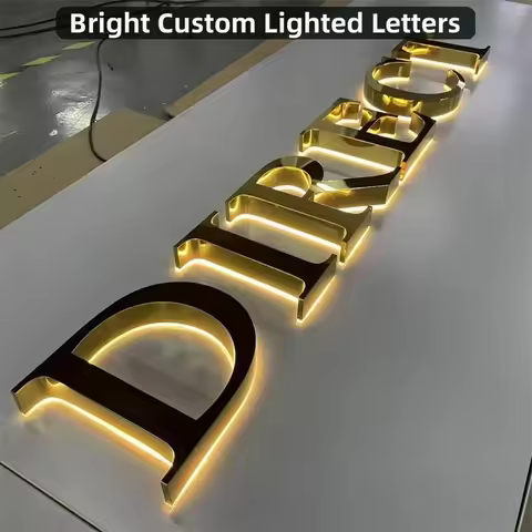 Custom Metal Backlit Letters,Business Building Signs,LED Channel Letters,Illuminated Sign,Shop Decor