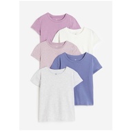 H&M Cotton T-Shirt Short Sleeves Pack Of 5 Pieces Size 4-6 Years/ 6-8 Years