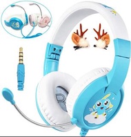 實體店鋪 3.5mm Jack Kids Headphones (Blue / Pink) with Microphone Wired Gaming Conference Headset for PS4 Xbox ONE PC, Safe Volume Limited 85db for Children Toddlers Boys Girls 直播 語音會議 唱K 卡啦OK 遊戲 學習多功能麥克風咪話筒 (耳朵保護) 兒童耳機