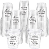 60 Pack Wedding Cup Cheers to Love Laughter Happily Ever After 12 oz Disposable Clear Plastic Drinki