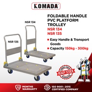 KOMADA™ 150/300KG Foldable Handle PVC Platform Trolley Plastic Flatbed Trolley Heavy Duty Plastic Ha