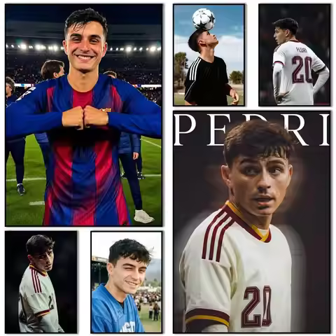 2026 Football P-Pedri Potter Poster Self-adhesive Art Waterproof Paper Sticker Coffee House Bar Room
