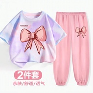 HYS Girls suits Elsa suits Summer childrens Elsa T-shirt + pants two-piece suit