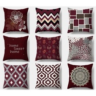 65×65.60×60.45×45.40×40.Dark red flower geometric pillow case.Bedding bolster case.