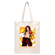 Shaman King Yoh Asakura Amidamaru 90s Cute Canvas Simple Cartoon Print Shopping Bags Girls Fashion L