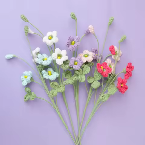 Finished Knitted Oxalis Flower Cute Crochet Oxalis Flowers Bouquet Artificial Flowers Home Party Dec